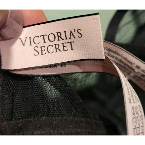 Victoria Secret Black Sheer Long Sleeve Bodysuit Sexy Goth Sz 36d - Picture 9 of 12